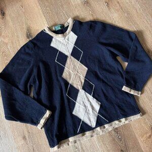Lyle & Scott Women’s‎ Vintage Lambswool Argyle Sweater Size S